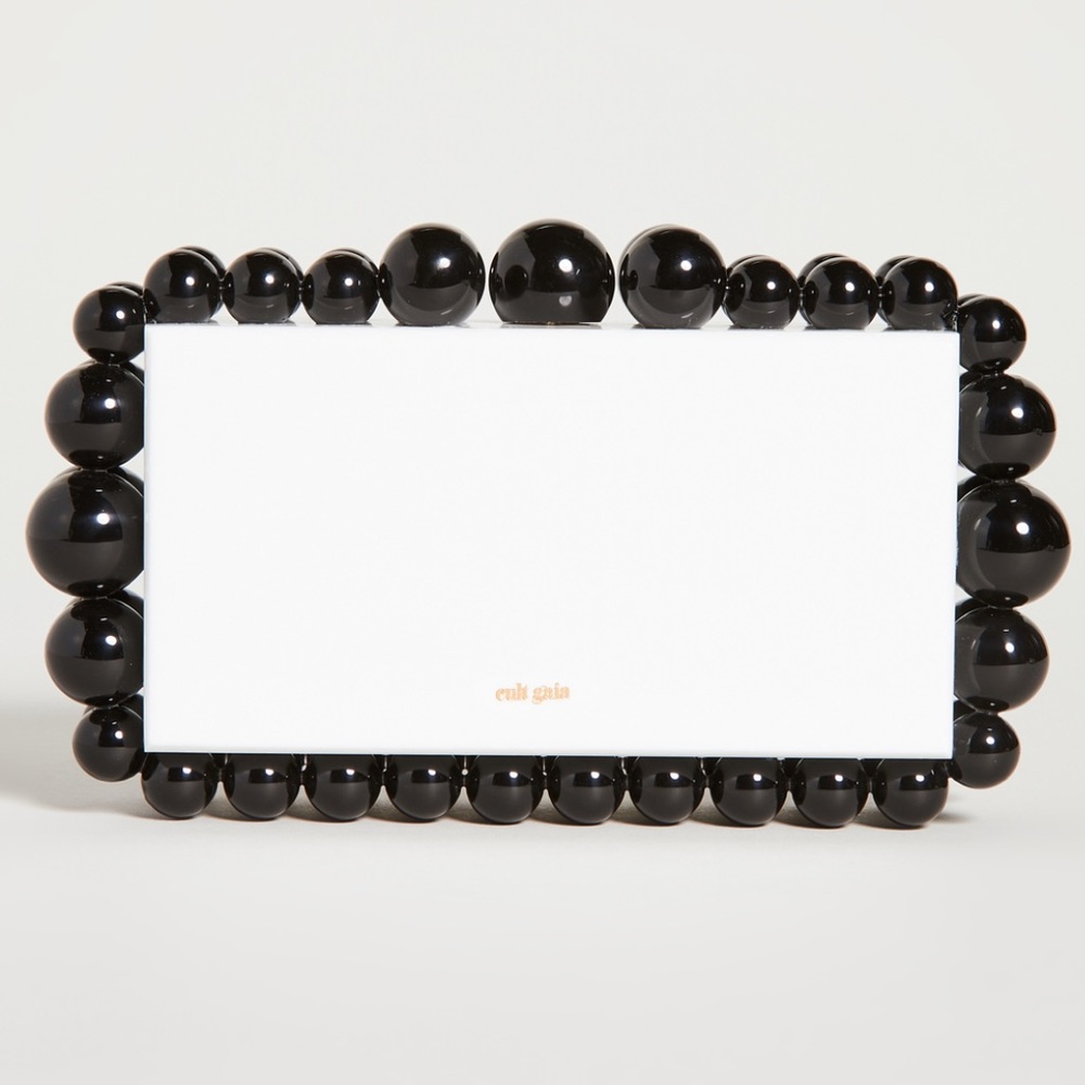 NWT. Cult Gaia Eos Clutch Black and White